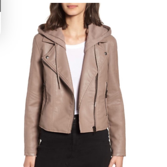 Blanknyc Meant to Be Moto Jacket with Removable Hood Long Sleeve Brown Small - Picture 2 of 9